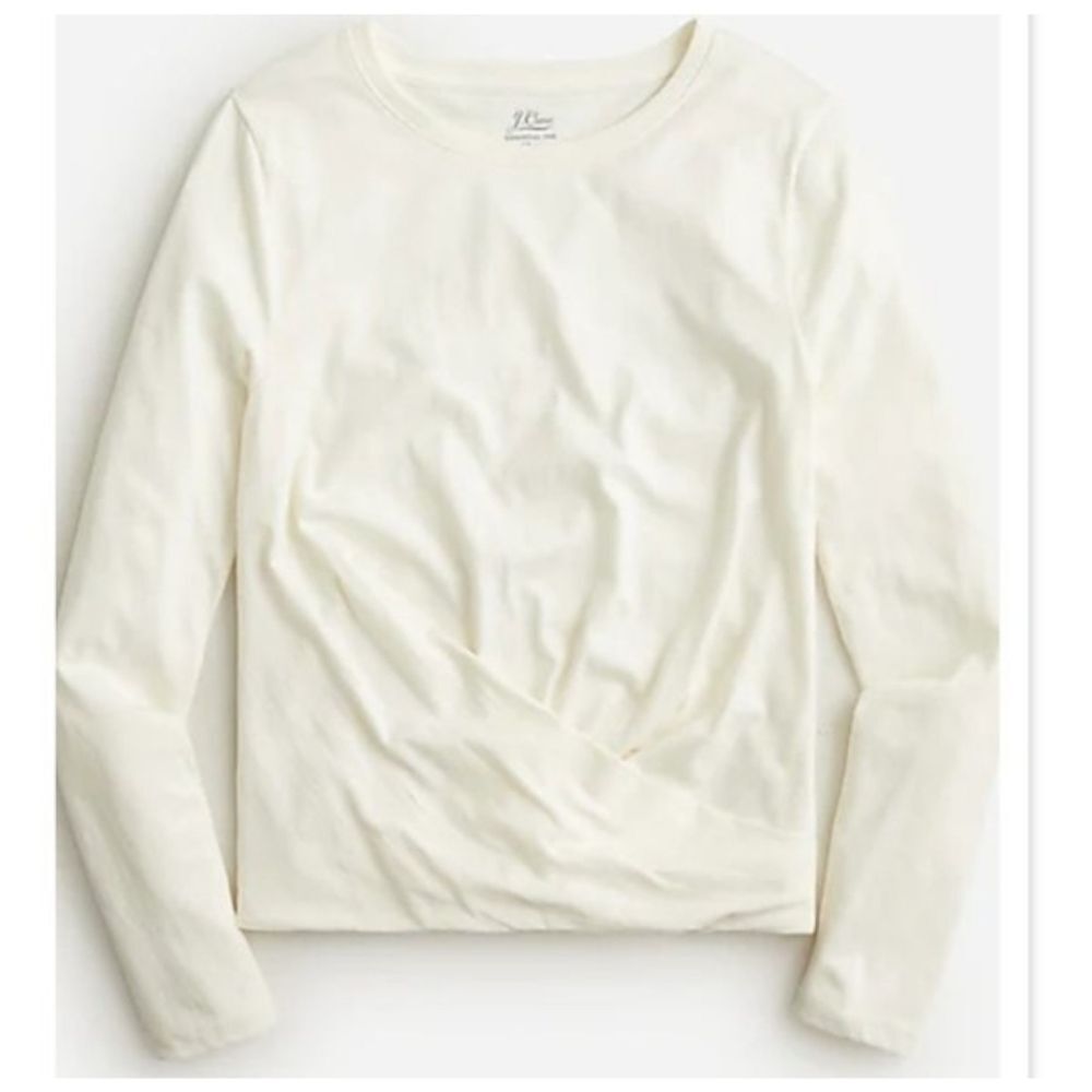New J Crew Ivory Twist Front T-Shirt XXL